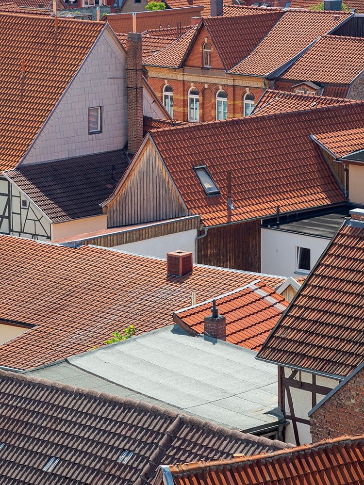 City view The medieval town Muehlhausen in Thuringia Germany